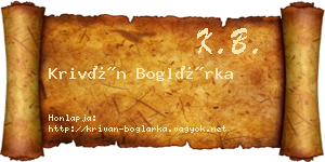 Kriván Boglárka névjegykártya