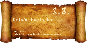 Kriván Boglárka névjegykártya